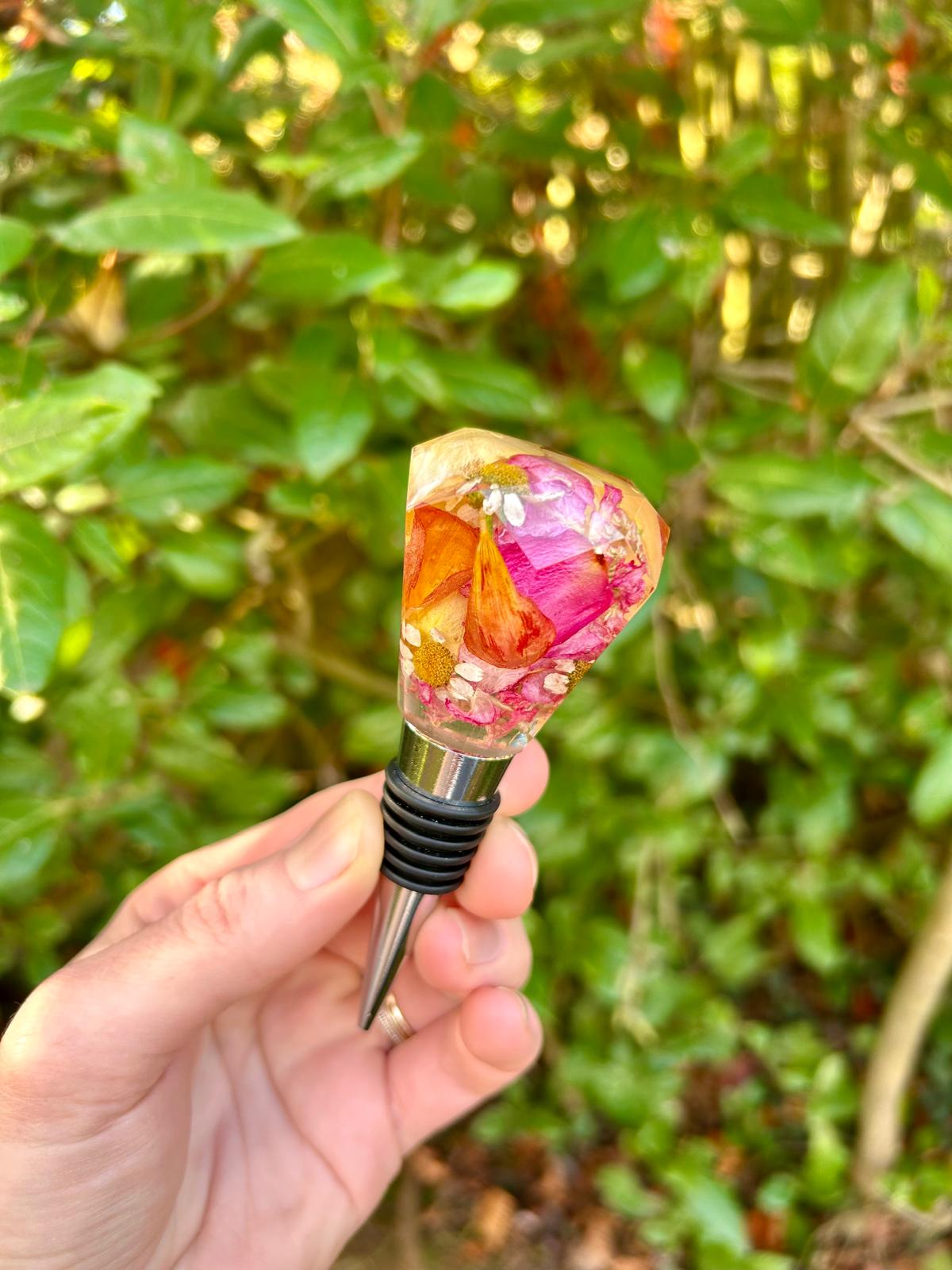 Preserved flowers in resin